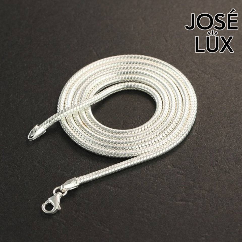 Handmade Snake Chain Necklace for Men — 925 Sterling Silver, Rhodium Plated White Gold Finish, Handcrafted Clasp