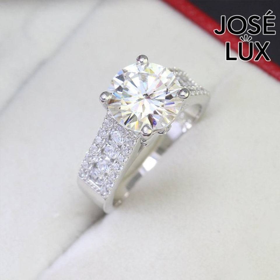 Handmade Wide Band Pavé Moissanite Ring — 925 Sterling Silver, Rhodium Plated White Gold Finish, GRA Moissanite