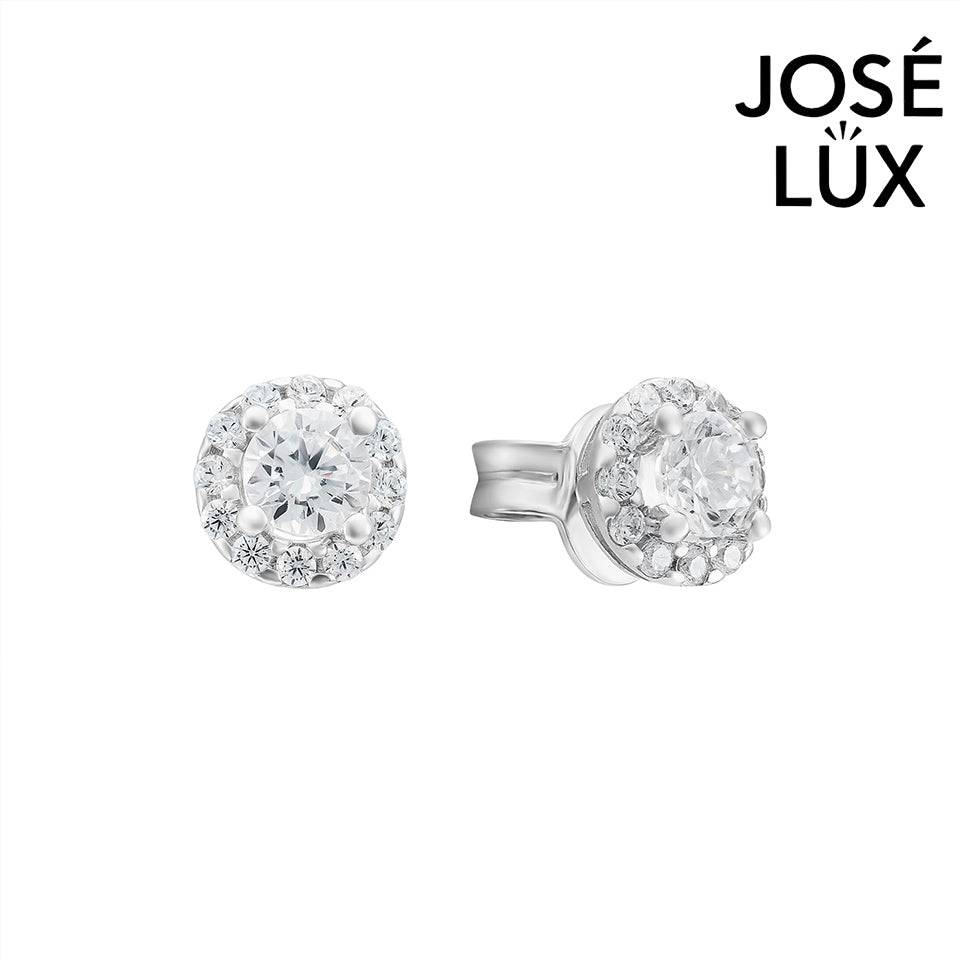 Handmade Round Halo Stud Earrings — 925 Sterling Silver, Rhodium Plated White Gold Finish, Swiss CZ