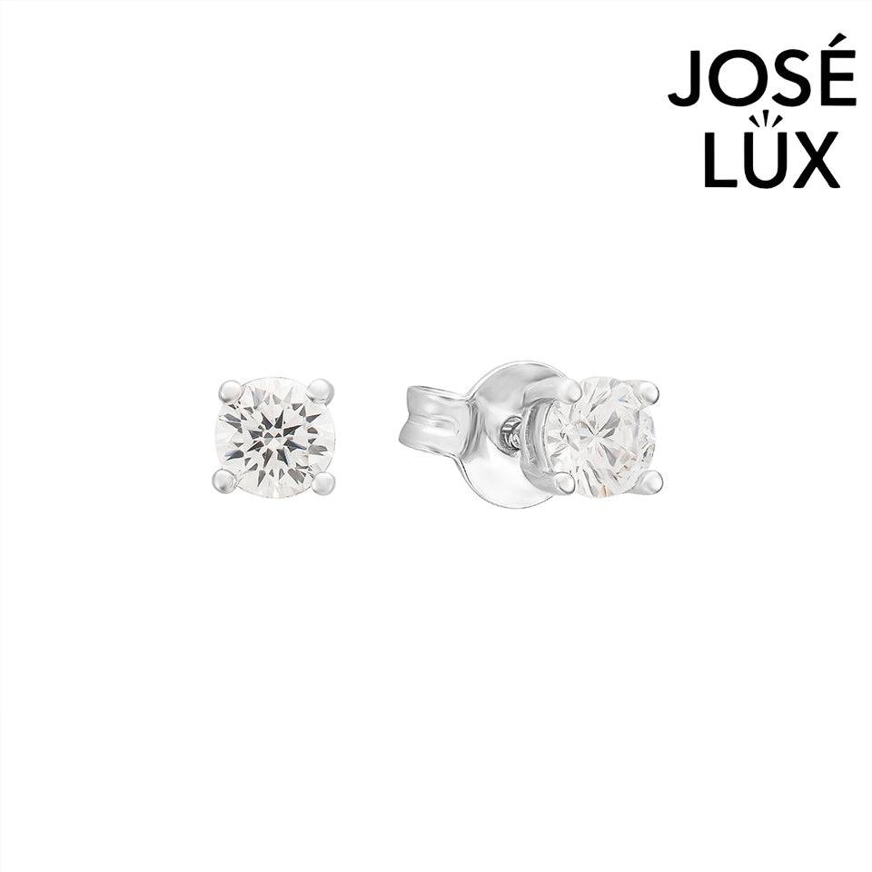 Handmade Solitaire Stud Earrings — 925 Sterling Silver, Rhodium Plated White Gold Finish, Swiss CZ