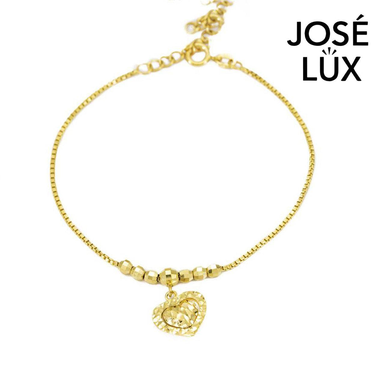 Handmade 14K Gold Heart Charm Bracelet for Women — Yellow Gold
