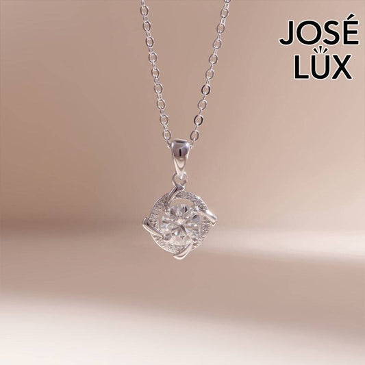 Handmade Love Knot Moissanite Pendant Necklace — 925 Sterling Silver, Rhodium Plated White Gold Finish, GRA Moissanite