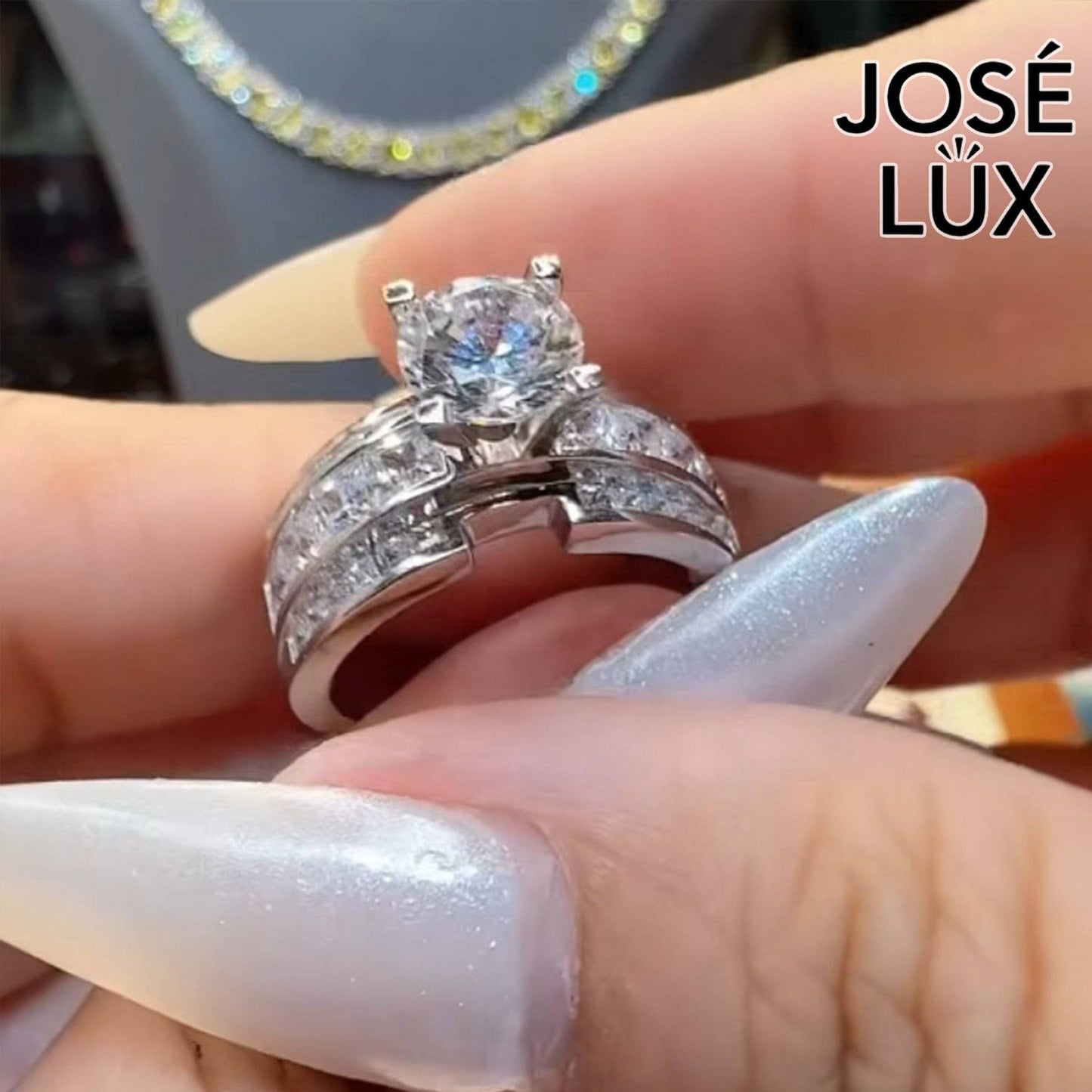 Handmade Channel Set Moissanite Ring — 925 Sterling Silver, Rhodium Plated White Gold Finish, GRA Moissanite