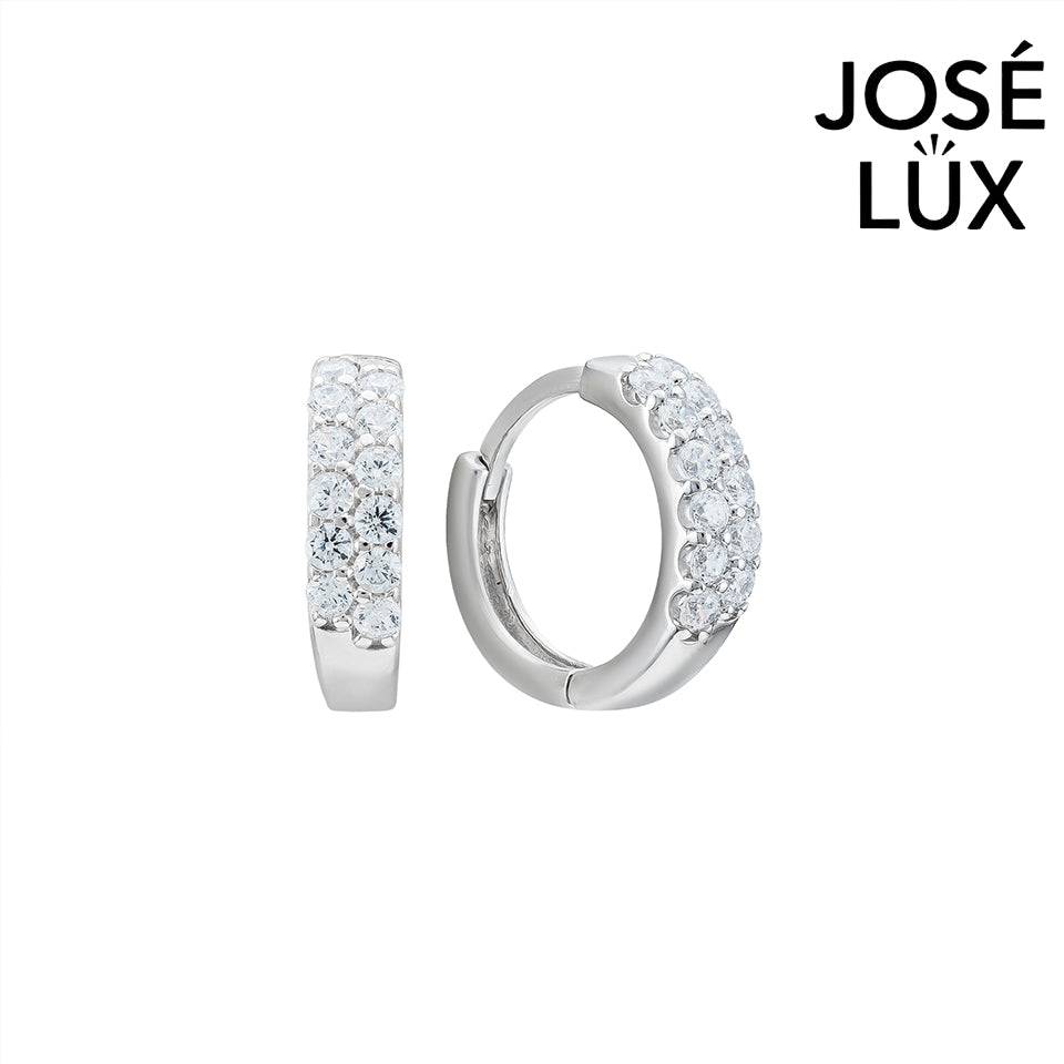 Handmade CZ Huggie Hoop Earrings — 925 Sterling Silver, Rhodium Plated White Gold Finish, Swiss CZ