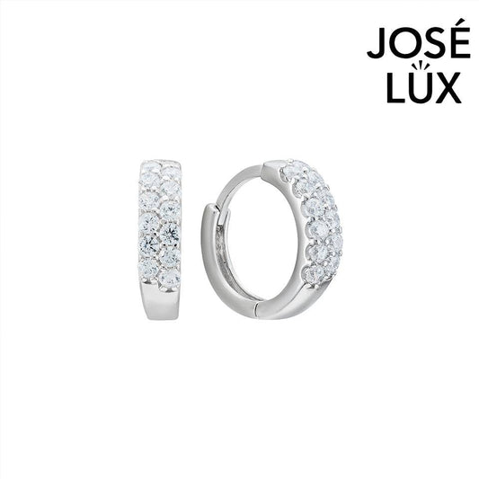 Handmade CZ Huggie Hoop Earrings — 925 Sterling Silver, Rhodium Plated White Gold Finish, Swiss CZ