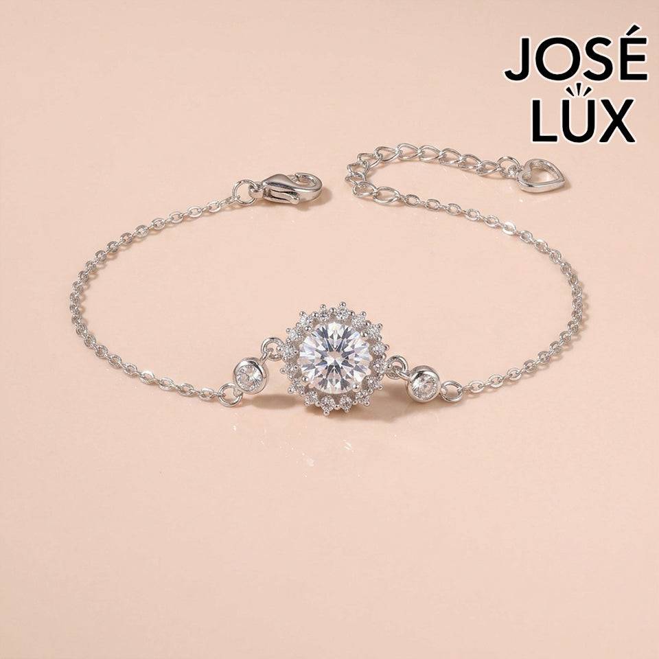 Handmade Moissanite Sunflower Bracelet — 925 Sterling Silver, Rhodium-Plated White Gold Finish, GRA Moissanite & CZ