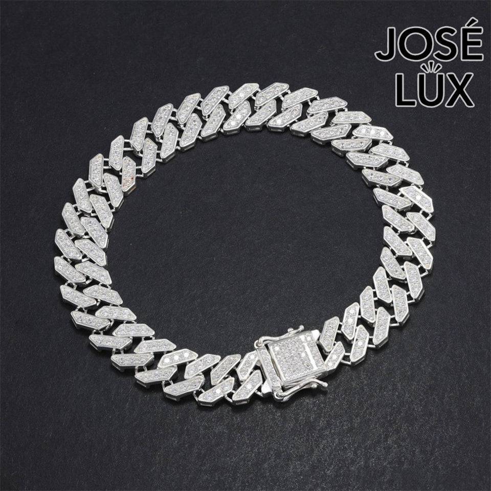 Handmade Miami Cuban Link Bracelet for Men — 9mm, 925 Sterling Silver, Swiss CZ Pavé, Rhodium Plated White Gold Finish