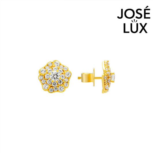 Handmade Moissanite Flower Halo Stud Earrings 10K Yellow Gold — GRA Certified Center Stone