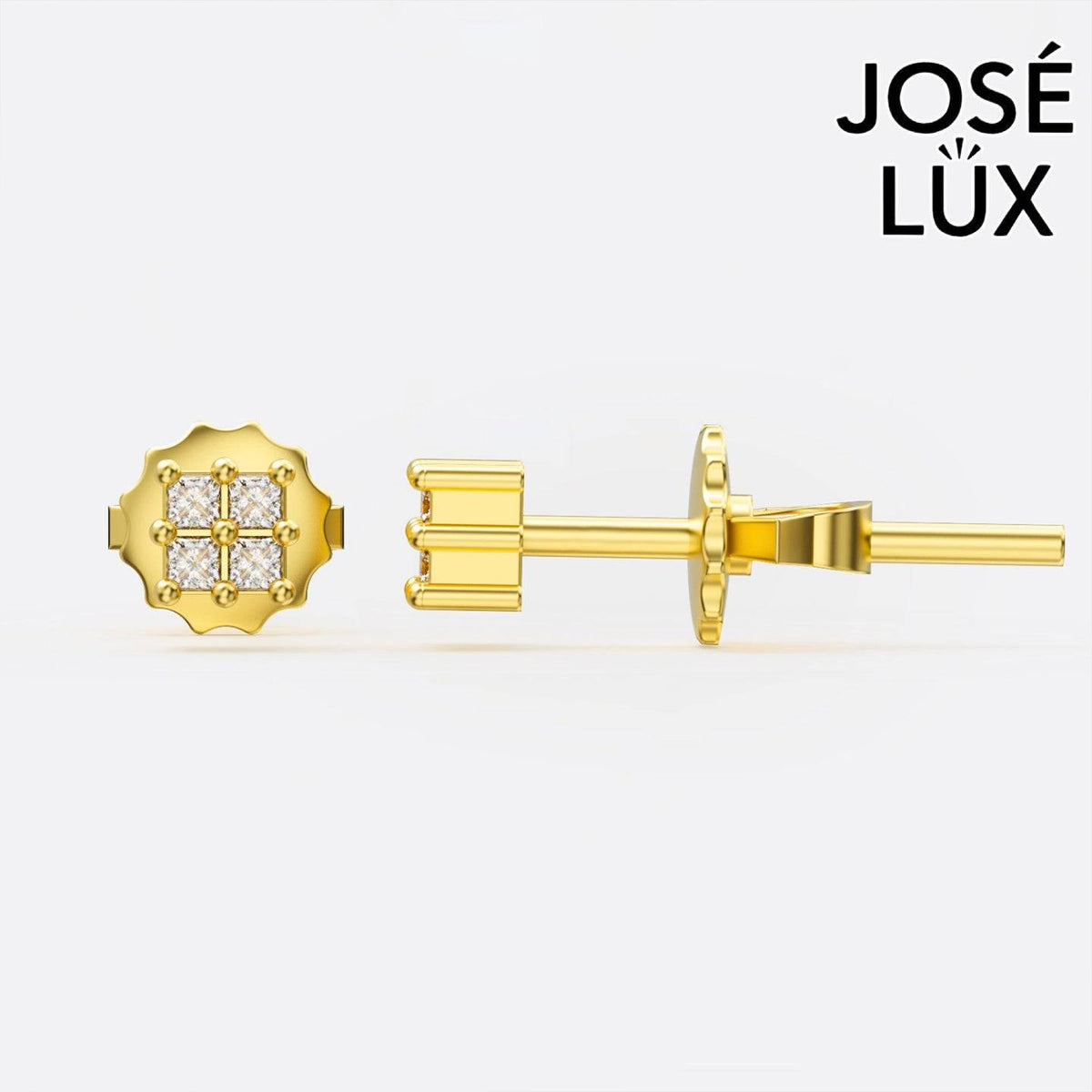 Handmade Men’s Princess Cut Moissanite Stud Earrings – 10K & 14K Gold (Single or Pair)