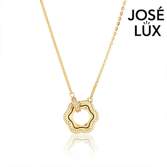 Handmade Women’s 14K Gold Open Flower Necklace — Swiss CZ Accent, 18 Inches