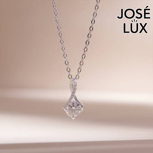 Handmade Alluring Beauty Moissanite Pendant Necklace — 925 Sterling Silver, Rhodium Plated White Gold Finish, GRA Moissanite