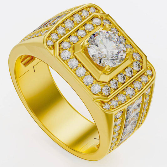 Handmade Moissanite Baguette Halo Ring — 10K & 14K Gold, GRA Certified Moissanite Center