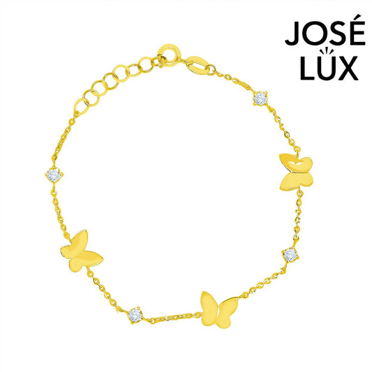 Handmade 14K Gold Butterfly Bracelet for Women with Swiss CZ