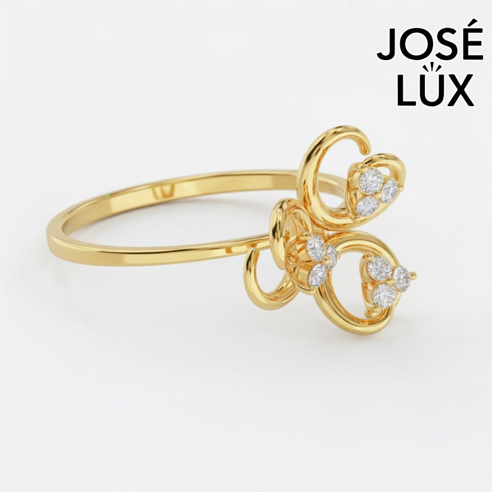 Handmade Moissanite Swirl Ring — 10K & 14K Gold, GRA Certified Moissanite
