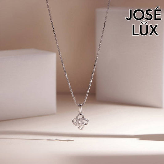 Handmade Four Leaf Clover Moissanite Pendant Necklace — 925 Sterling Silver, Rhodium Plated White Gold Finish, GRA Moissanite