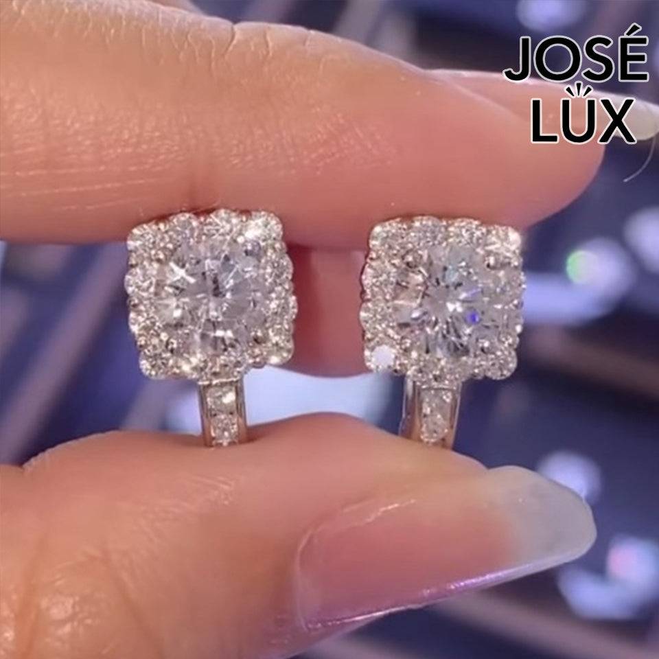 Handmade Moissanite Cushion Halo Lever Back Earrings — 925 Sterling Silver, Rhodium Plated White Gold Finish, GRA Moissanite