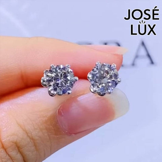 Handmade Solitaire Stud Earrings — 925 Sterling Silver, Rhodium Plated White Gold Finish, GRA Moissanite