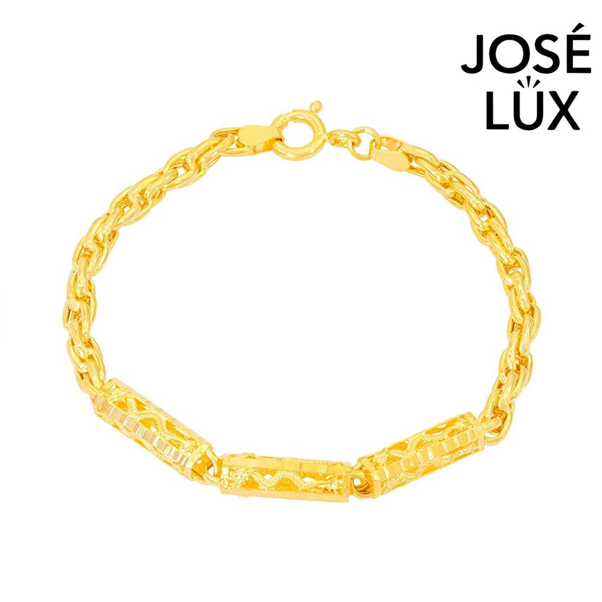 Handmade Men's 14K Gold Dragon Bar Bracelet