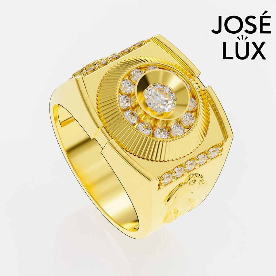Handmade Moissanite Fluted Bezel Halo Ring — 10K & 14K Gold, GRA Certified Moissanite Center