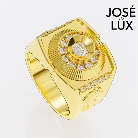 Handmade Moissanite Fluted Bezel Halo Ring — 10K & 14K Gold, GRA Certified Moissanite Center