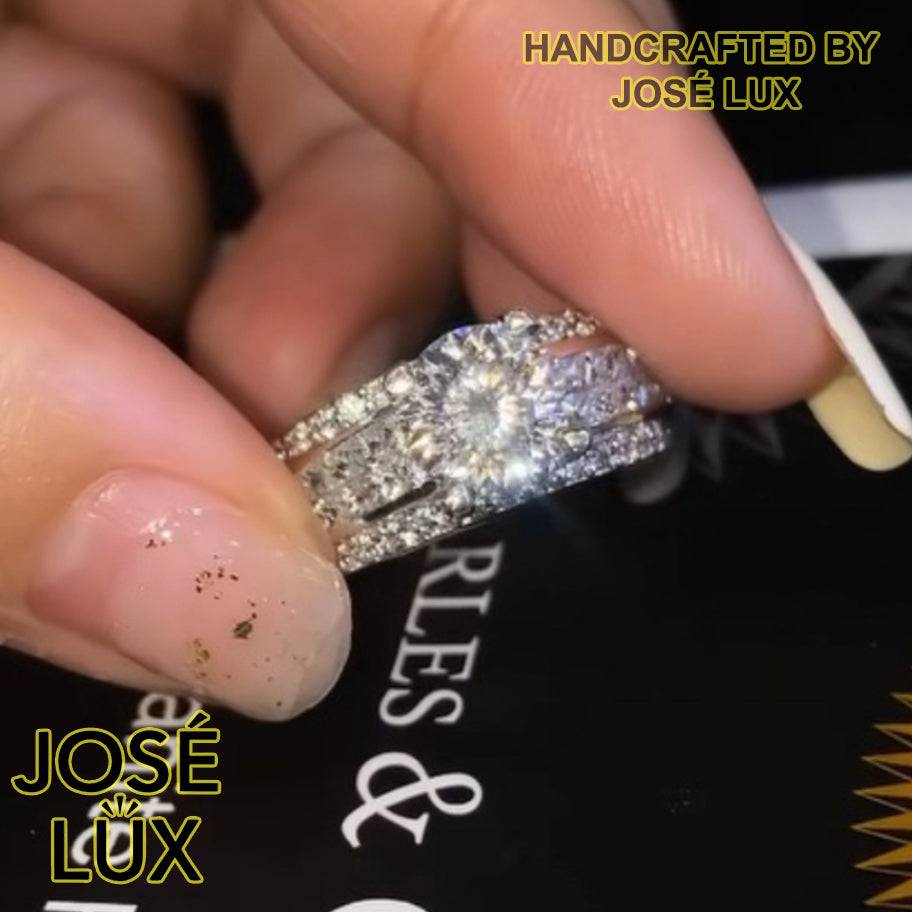 Handmade Moissanite Bridal Ring — 925 Sterling Silver, Rhodium Plated White Gold Finish, GRA Moissanite