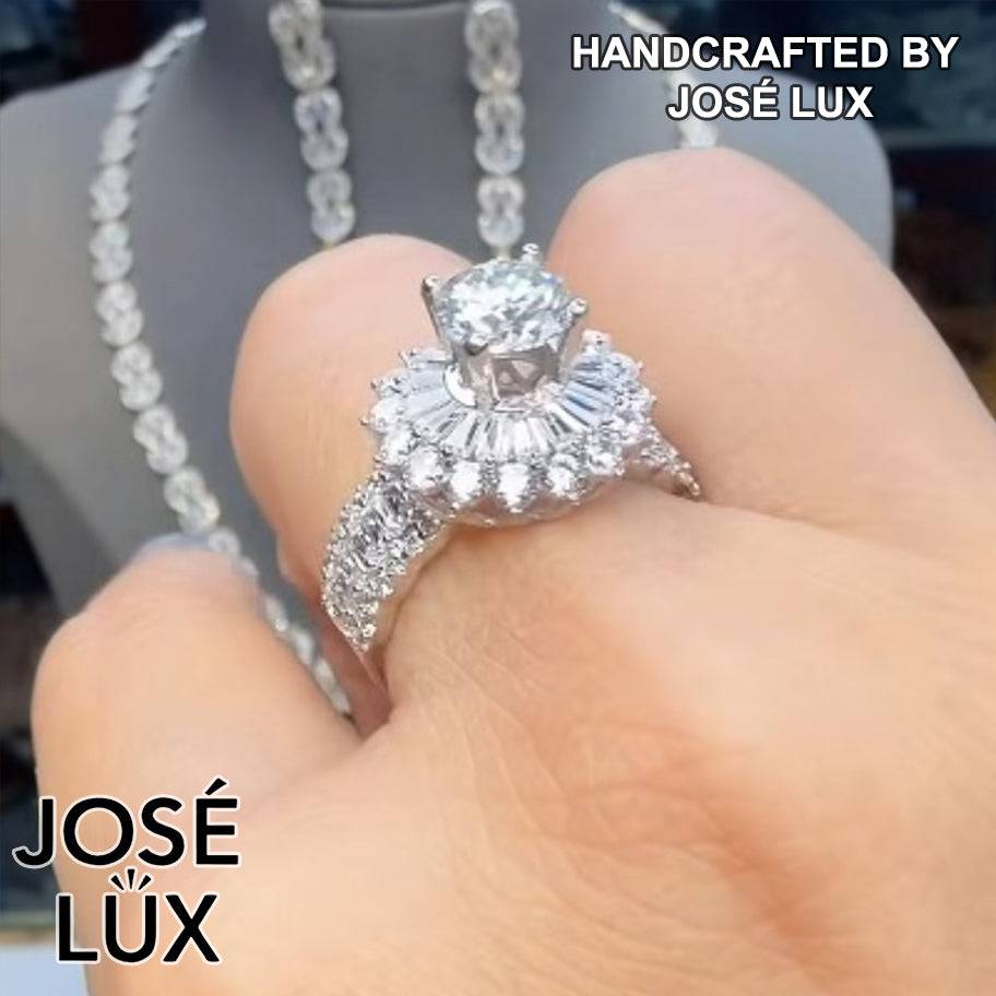 Handmade Ballerina Moissanite Ring — 925 Sterling Silver, Rhodium Plated White Gold Finish, GRA Moissanite