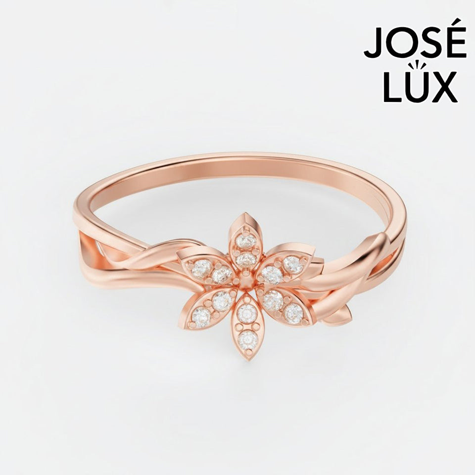 Handmade Moissanite Flower Vine Ring — 10K & 14K Gold, GRA Certified Moissanite