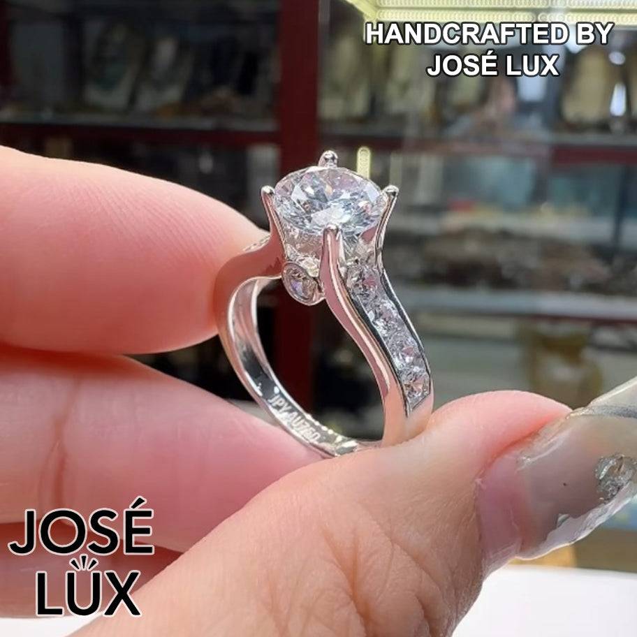 Handmade Bypass Moissanite Ring — 925 Sterling Silver, Rhodium Plated White Gold Finish, GRA Moissanite