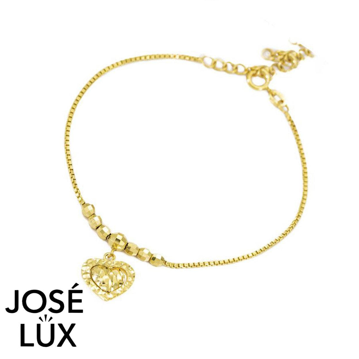 Handmade 14K Gold Heart Charm Bracelet for Women — Yellow Gold