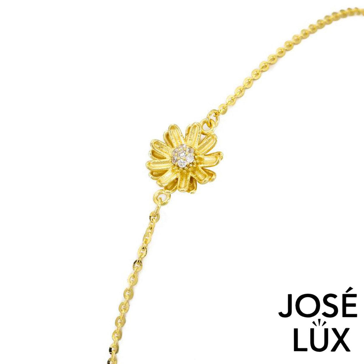 Handmade 14K Gold Flower Bracelet for Women — Yellow Gold, Swiss CZ