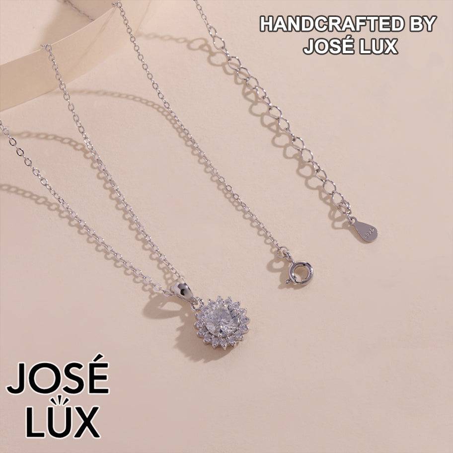 Handmade Sunburst Moissanite Pendant Necklace — 925 Sterling Silver, Rhodium Plated White Gold Finish, GRA Moissanite