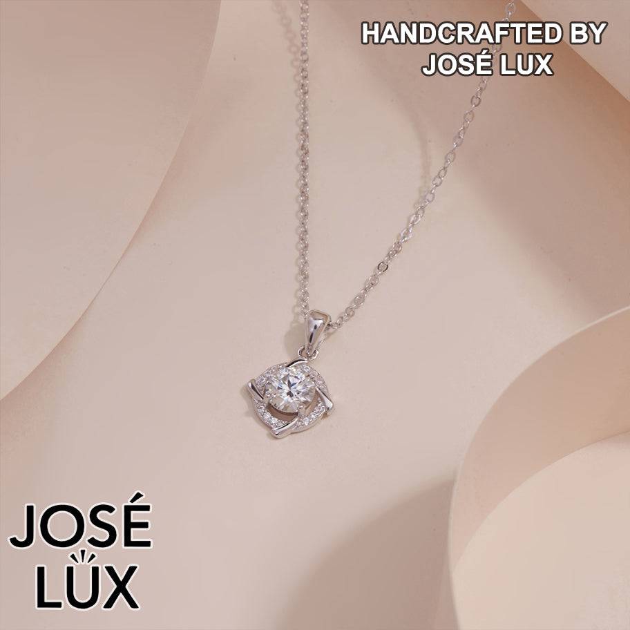 Handmade Love Knot Moissanite Pendant Necklace — 925 Sterling Silver, Rhodium Plated White Gold Finish, GRA Moissanite