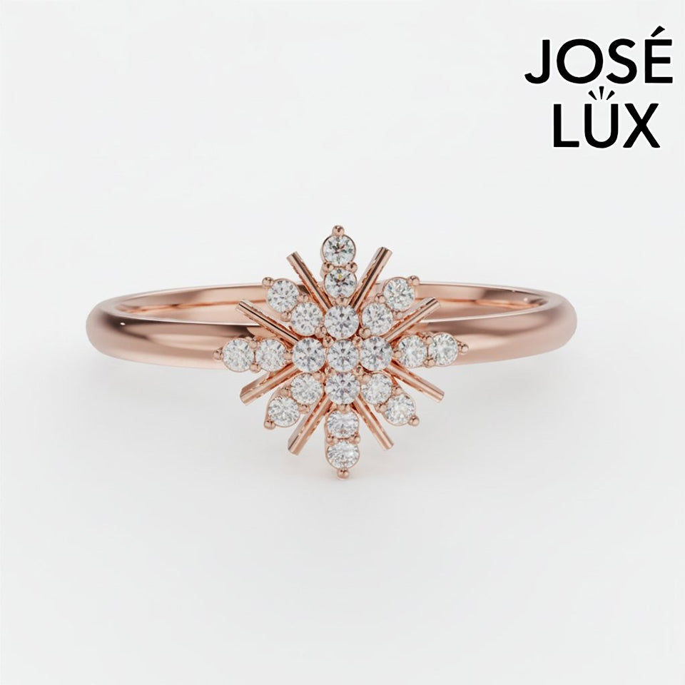 Handmade Moissanite Snowflake Ring — 10K & 14K Gold, GRA Certified Moissanite