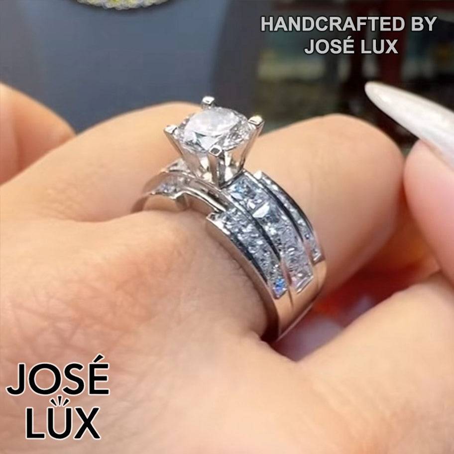 Handmade Channel Set Moissanite Ring — 925 Sterling Silver, Rhodium Plated White Gold Finish, GRA Moissanite