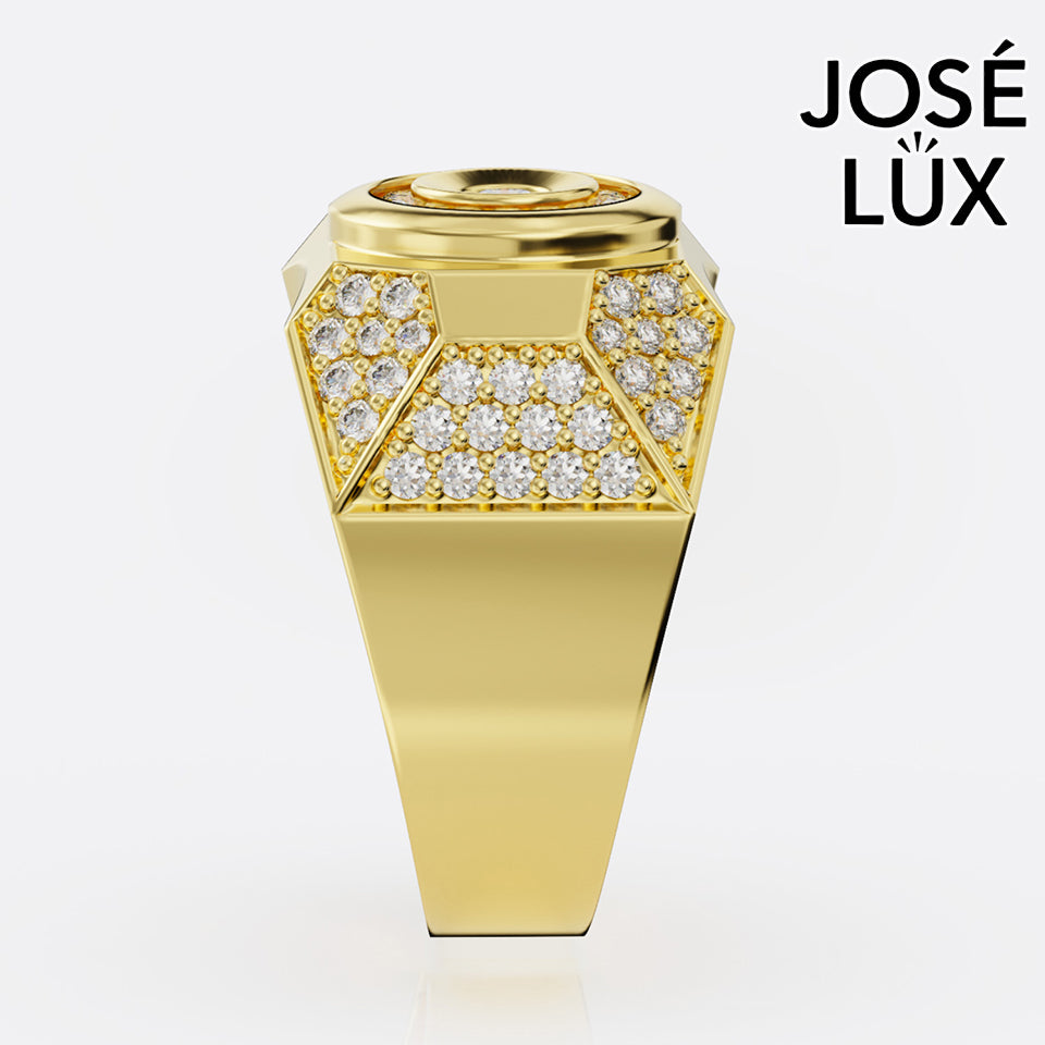 Handmade Moissanite Octagon Halo Signet Ring — 10K & 14K Gold, GRA Certified Moissanite Center
