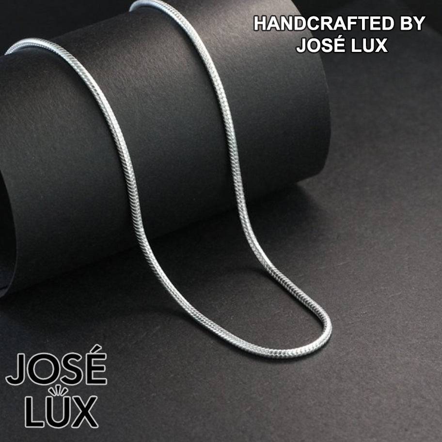 Handmade Snake Chain Necklace for Men — 925 Sterling Silver, Rhodium Plated White Gold Finish, Handcrafted Clasp