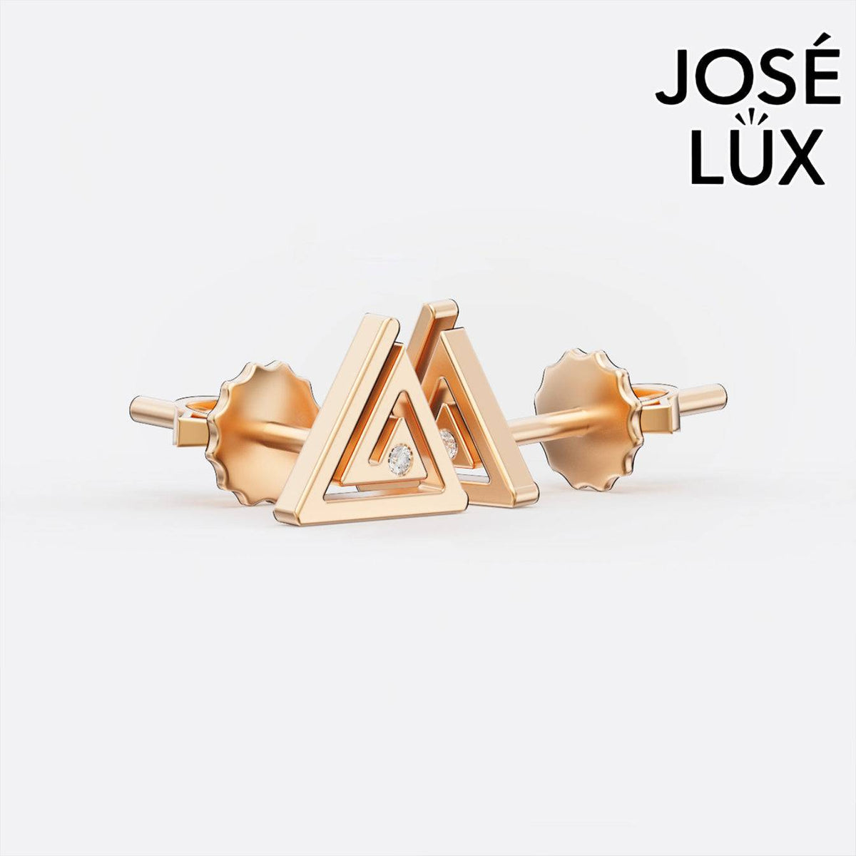 Handmade Men’s Triangle Stud Earrings – 10K & 14K Gold Moissanite (Single or Pair)