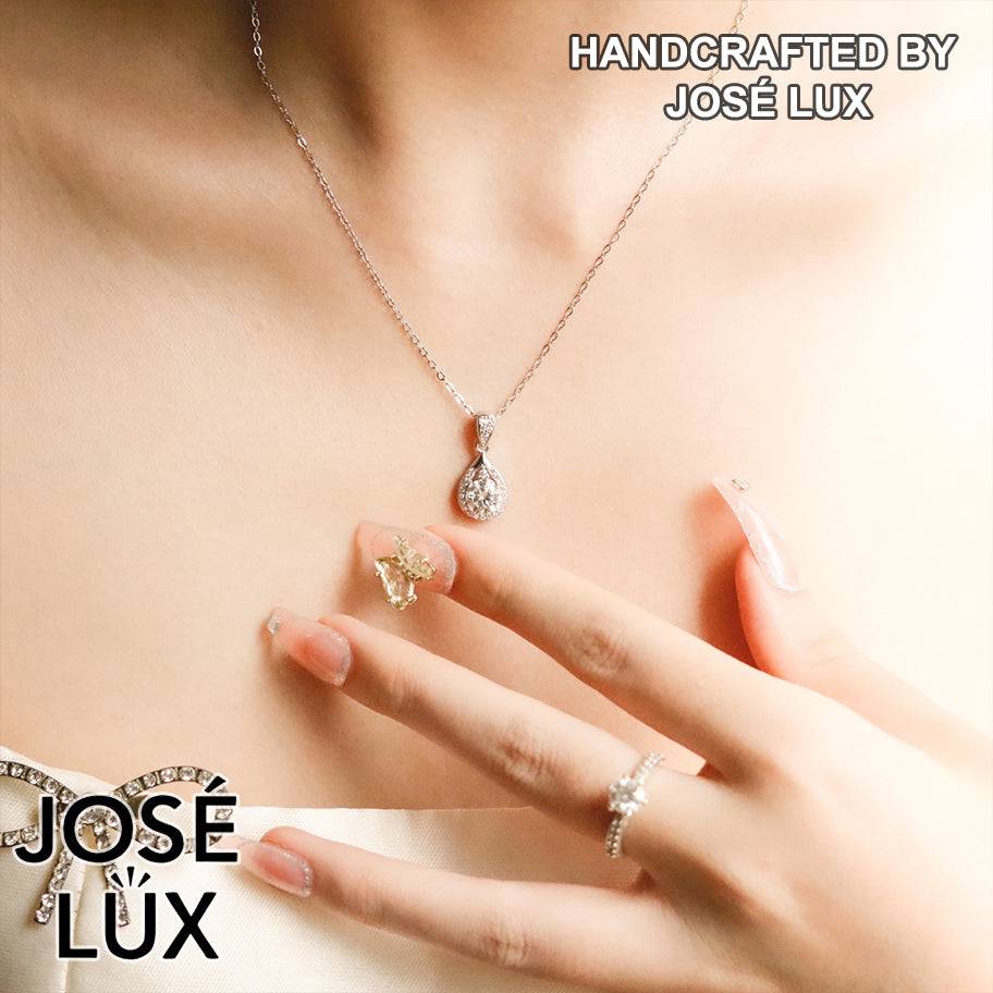 Handmade Teardrop Halo Moissanite Pendant Necklace — 925 Sterling Silver, Rhodium Plated White Gold Finish, GRA Moissanite