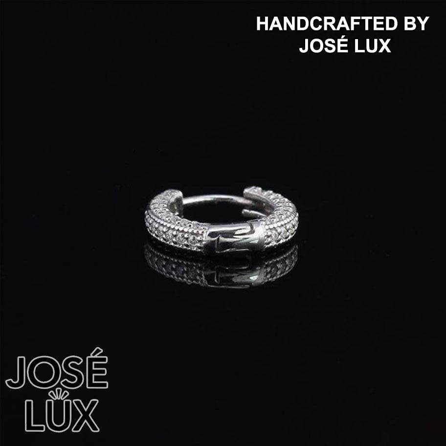 Handmade Men’s Inside-Out Huggie Earring — 925 Sterling Silver, Rhodium Plated White Gold Finish, Full Moissanite