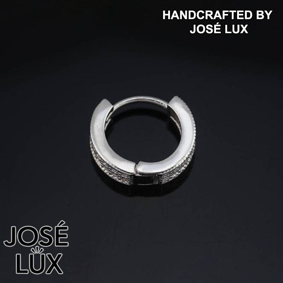 Handmade Wide-Band Huggie Earring — 925 Sterling Silver, Rhodium Plated White Gold Finish, Full Pavé Moissanite