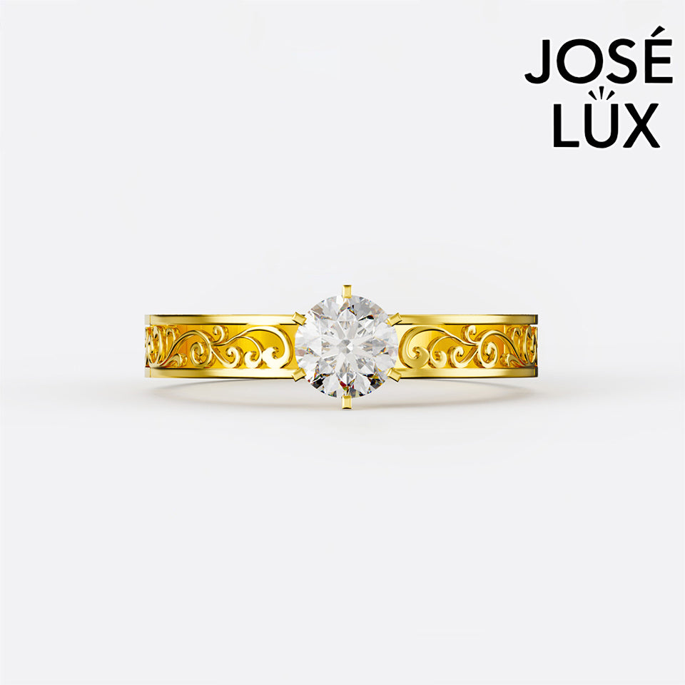 Handmade Moissanite Vintage Filigree Ring — 10K & 14K Gold, GRA Certified Moissanite