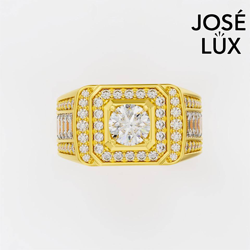 Handmade Moissanite Baguette Halo Ring — 10K & 14K Gold, GRA Certified Moissanite Center
