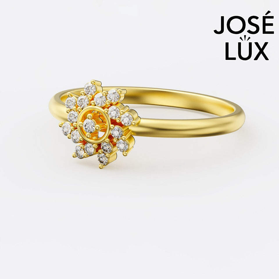 Handmade Moissanite Flower Cluster Ring — 10K & 14K Gold, GRA Certified Moissanite