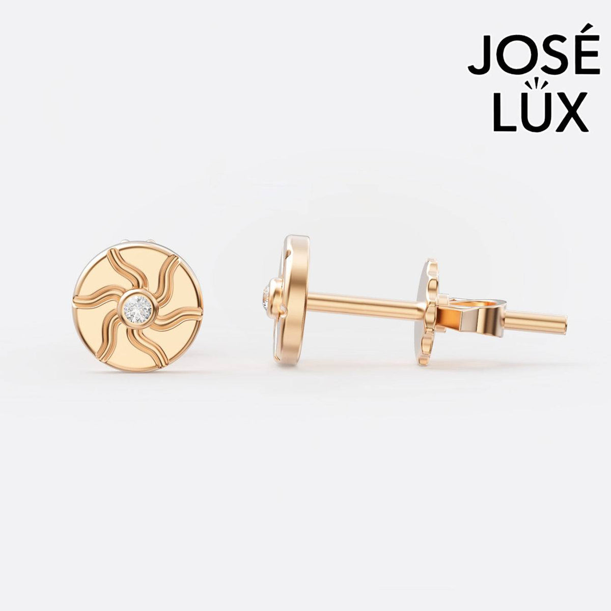 Handmade Men’s Sun Stud Earrings – 10K & 14K Gold Moissanite (Single or Pair)