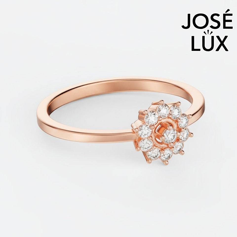 Handmade Moissanite Halo Cluster Ring — 10K & 14K Gold, GRA Certified Moissanite
