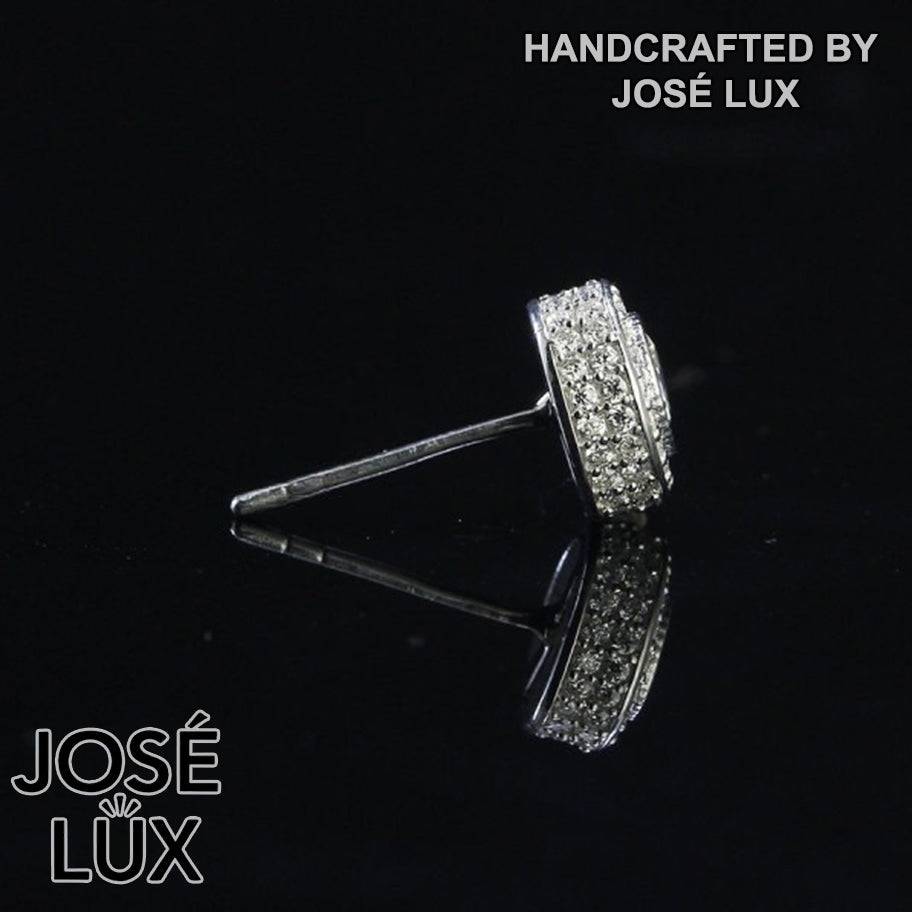 Handmade Men’s Halo Moissanite Stud Earring — 925 Sterling Silver, Rhodium Plated White Gold Finish, Full Moissanite Halo