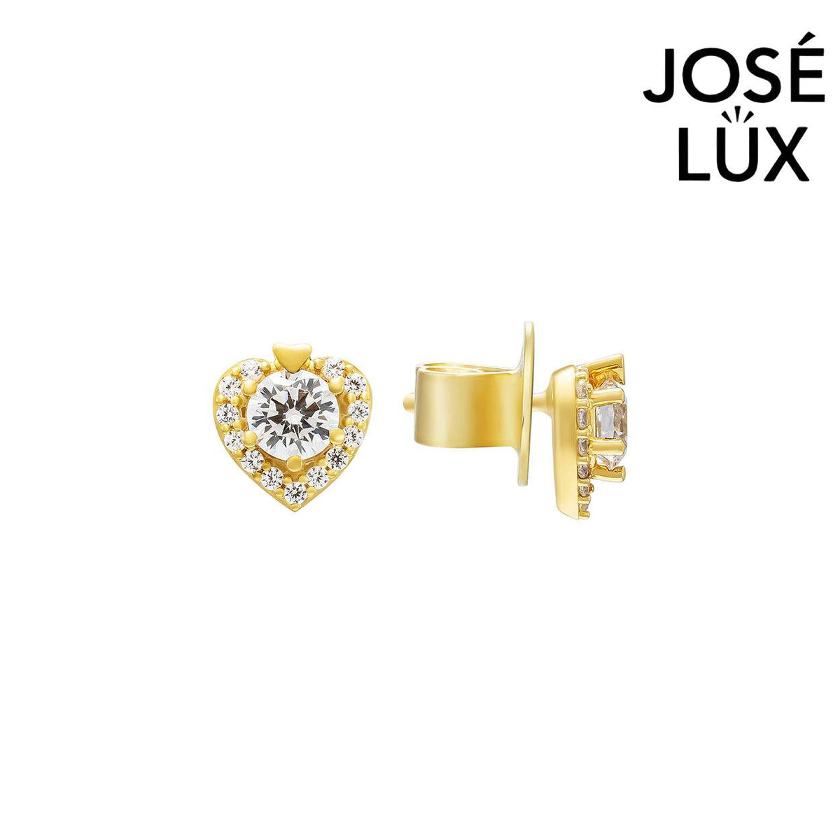 Handmade Moissanite Heart Halo Stud Earrings 10K Yellow Gold — GRA Certified Center Stone