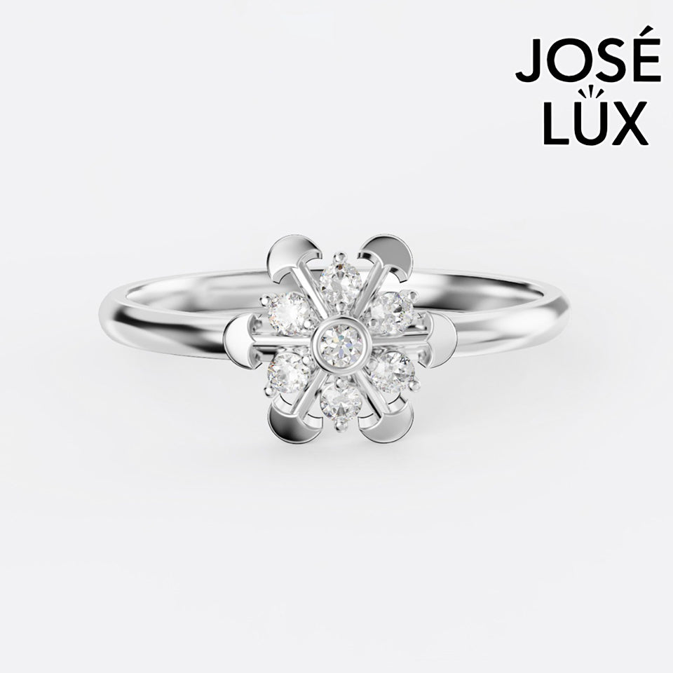 Handmade Moissanite Compass Flower Ring — 10K & 14K Gold, GRA Certified Moissanite