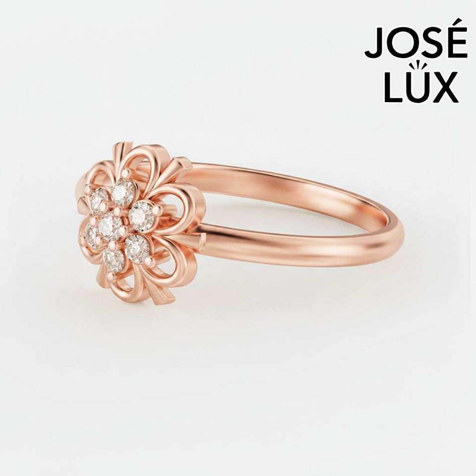 Handmade Vintage Moissanite Flower Cluster Ring — 10K & 14K Gold, GRA Certified Moissanite