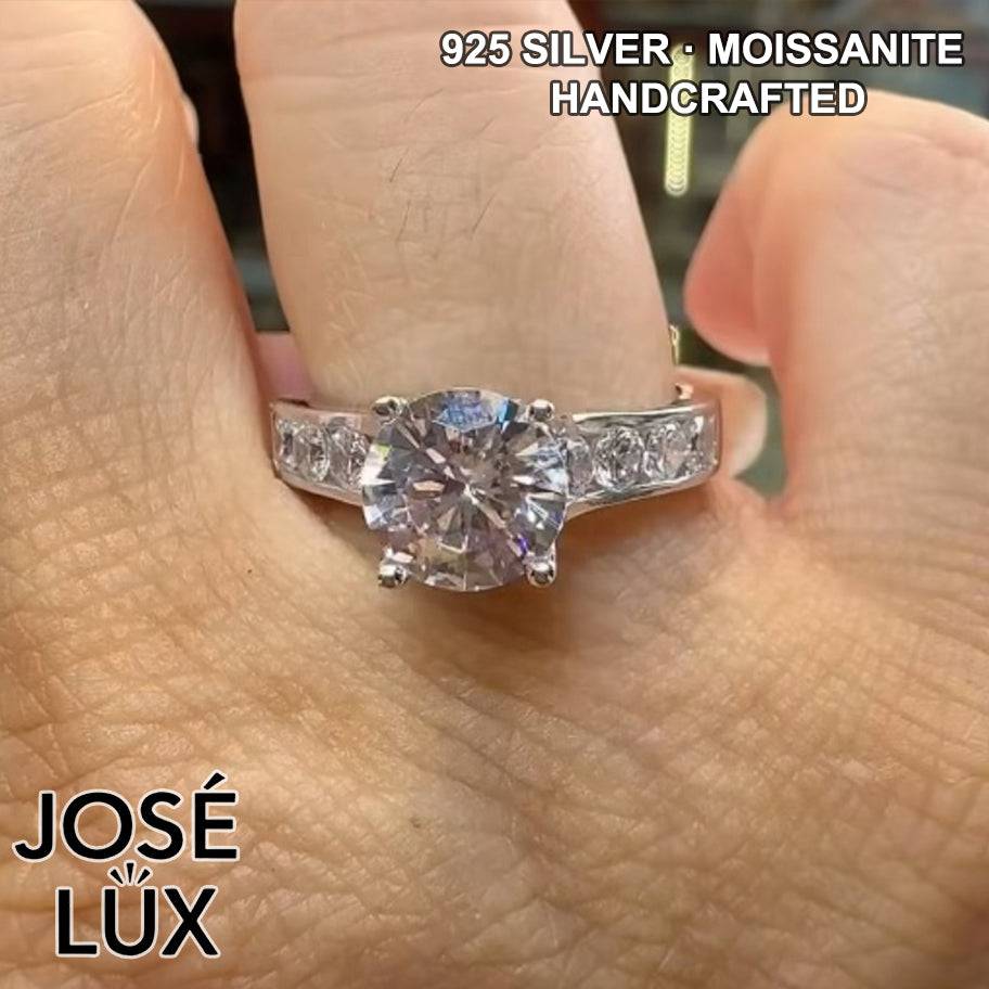 Handmade Bypass Moissanite Ring — 925 Sterling Silver, Rhodium Plated White Gold Finish, GRA Moissanite